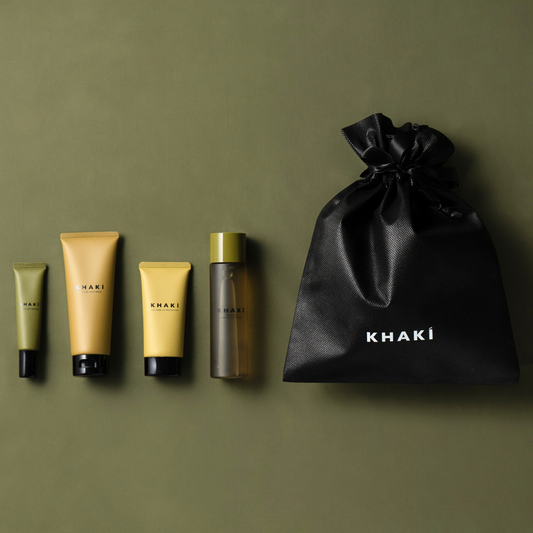 【ギフト】KHAKI スキンケア4点セット <洗顔料 & オールインワンローション & クリーム&日焼け止め>SPF50+ PA++++ UV耐水性★★