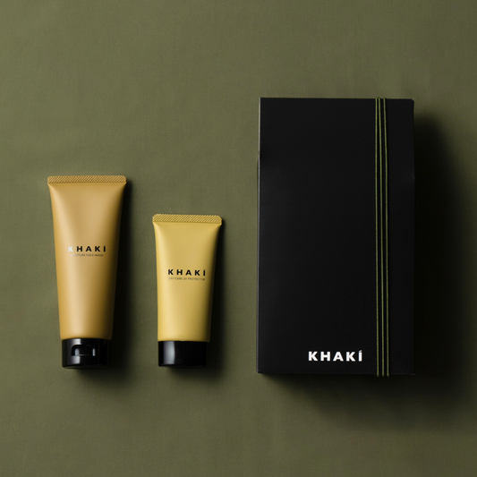【ギフト】KHAKI スキンケア2点セット<薬用日やけ止めクリーム&洗顔料>SPF50+ PA++++ UV耐水性★★