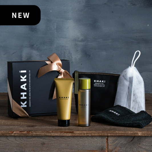KHAKI スキンケアコフレ＜洗顔料＆オールインワンローション＆ポーチ＆洗顔泡立てネット＆ヘアバンド＞